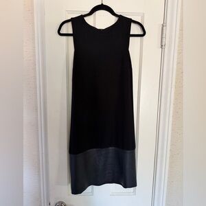 love...ady Black Sleeveless Shift Dress Faux Leather Hem Size L
